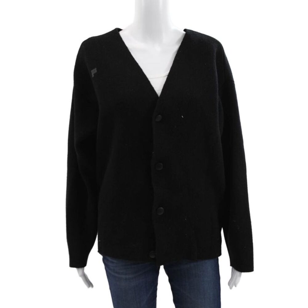 Pangaia Unisex Black 97% Recycled Cashmere V-Neck Cardigan Long Sleeve Size XS